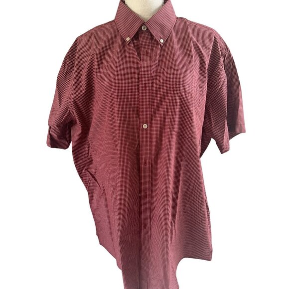 Van Heusen Red & White Checkered Short-Sleeve Button-Down Shirt XL 17"-17.5" - Picture 1 of 8